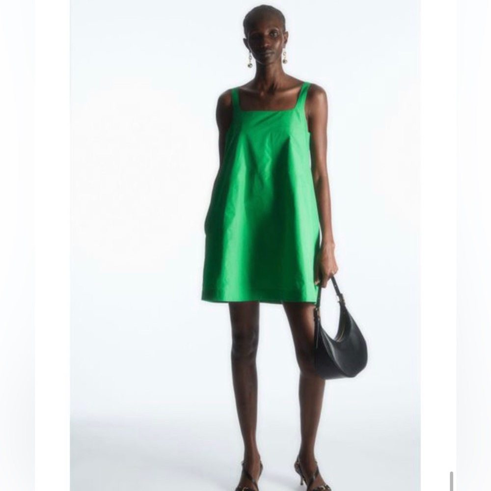 COS Contrast Panel Mini Dress Green Size Large Brand New with Tags $155 Comfy!!!